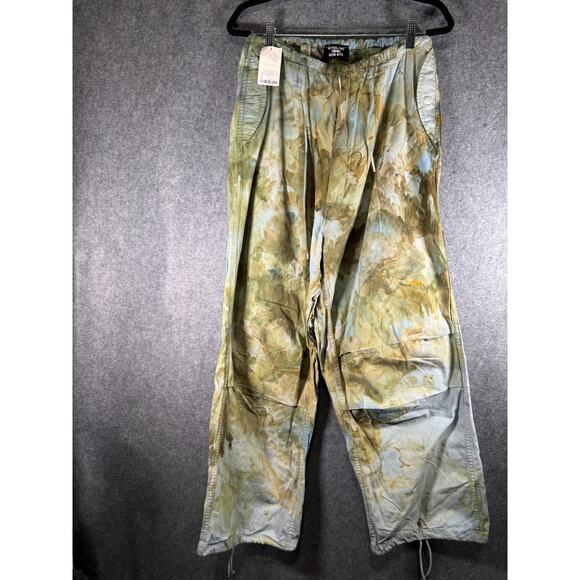 Free People Riverside Tool & Dye Pants Women XS Olive Green parachute exaggerate - Picture 2 of 8